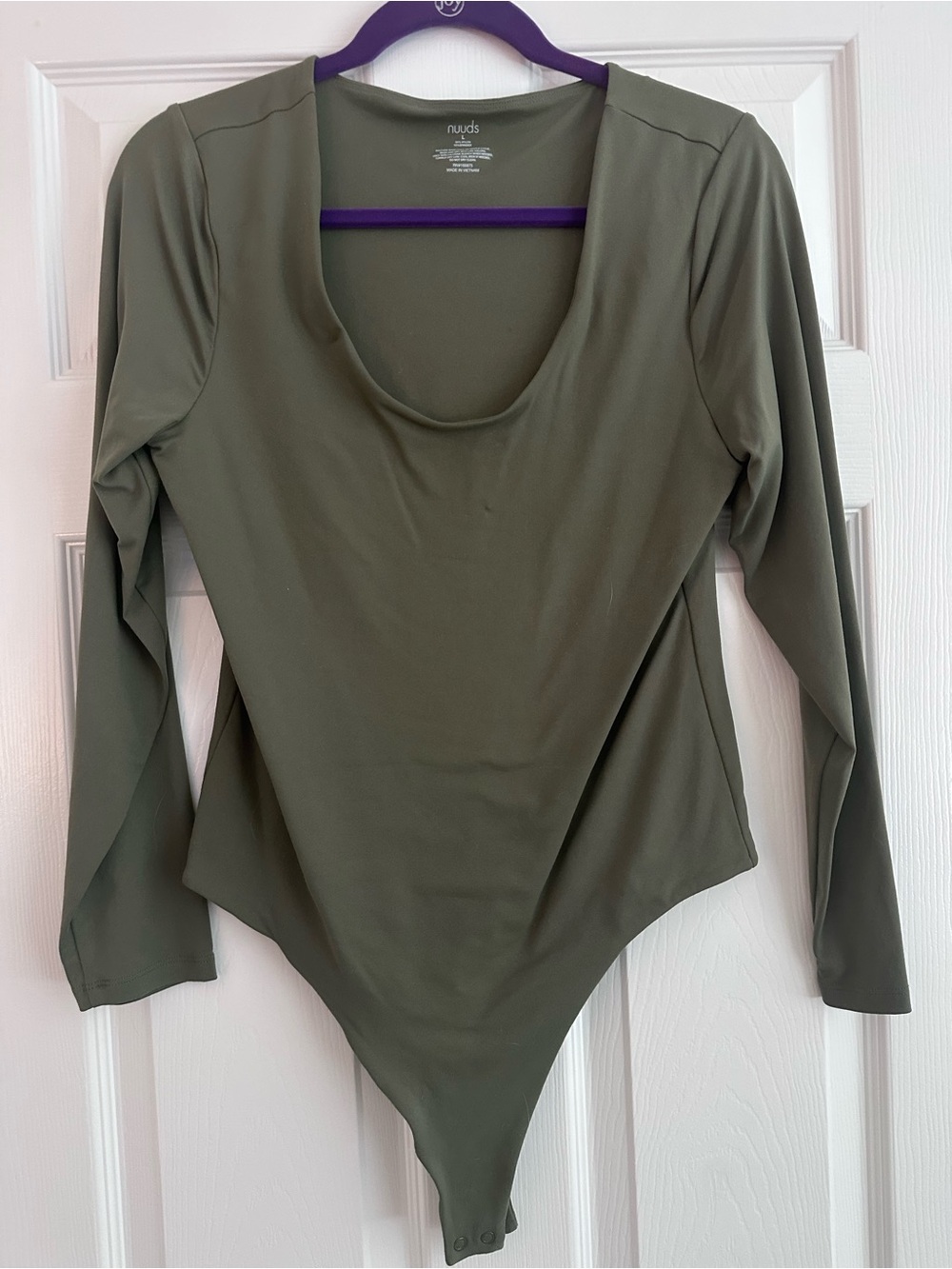 nuuds Olive Long-Sleeve Scoop Neck Bodysuit